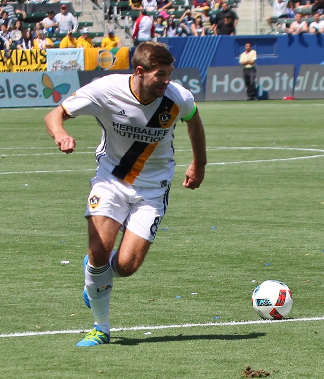 Steven Gerrard came on in the second half and put the Galaxy up 4-2. (Photo by Duane Barker)
