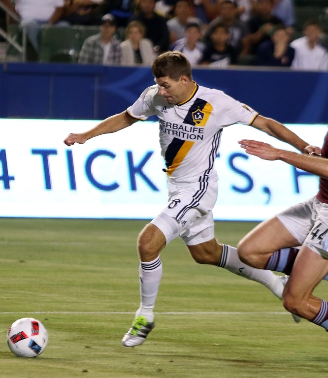 Steven Gerrard came on in the second half but couldn't help find the back of the net. (Photo by Duane Barker)