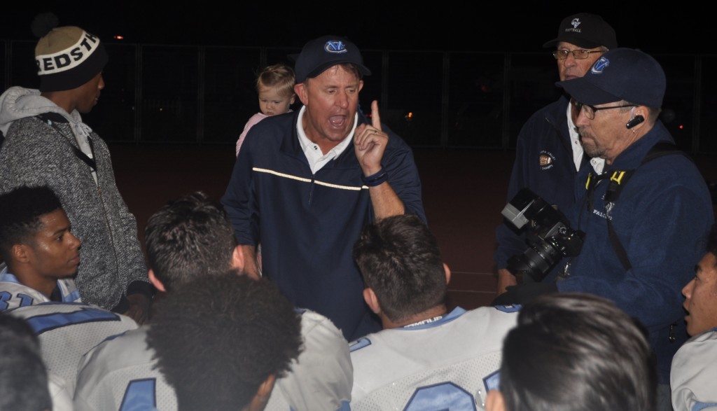 CV HC, Paul Schilling reminds his Falcons there's one more regular season game to win. (Photo by Joe T.)