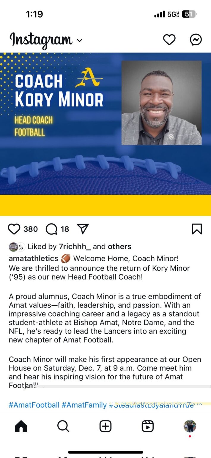 Kory Bishop Amat Names Kory Minor | MidValleySports.Com